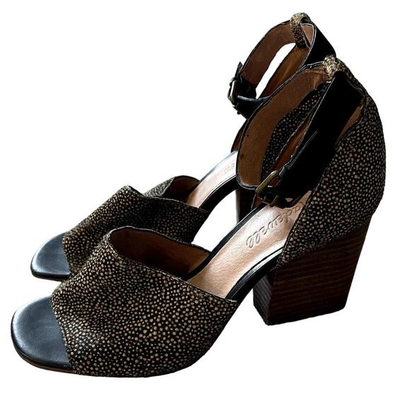 Madewell Alena Spotted Calf Hair Heeled Sandal in Leather Size 6.5 - Picture 3 of 10